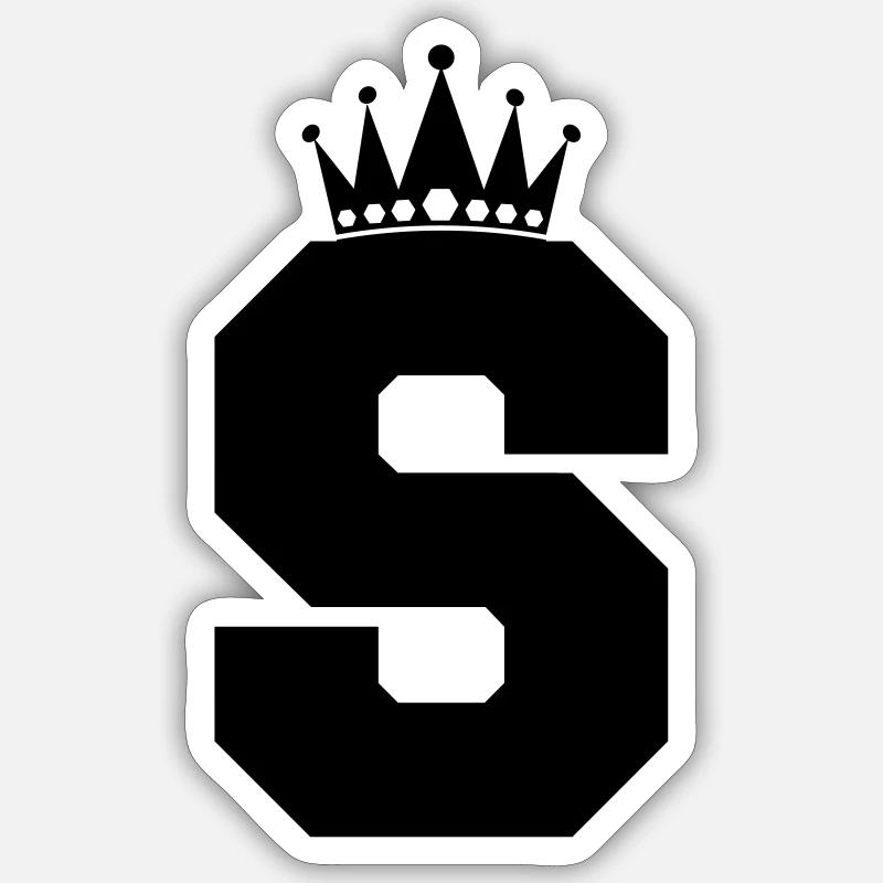 lettre S Couronne - Sticker taille S (10 x 10 cm) - blanc mat