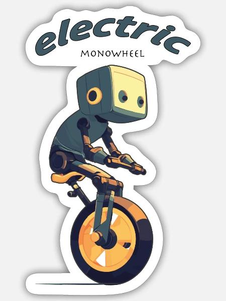 Elektrisches Monowheel - Sticker Größe S (10 x 10 cm) - Mattweiß
