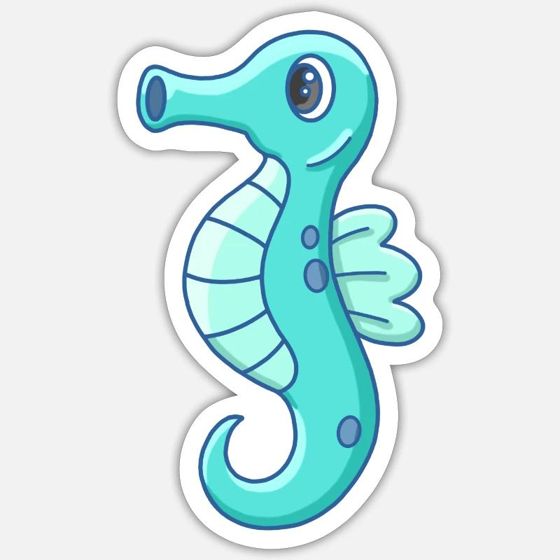 Mignon petit hippocampe - Sticker taille S (10 x 10 cm) - blanc mat