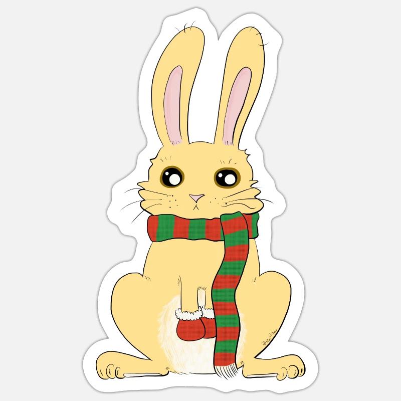 Chilly rabbit - Sticker size S (10 x 10 cm) - white matte