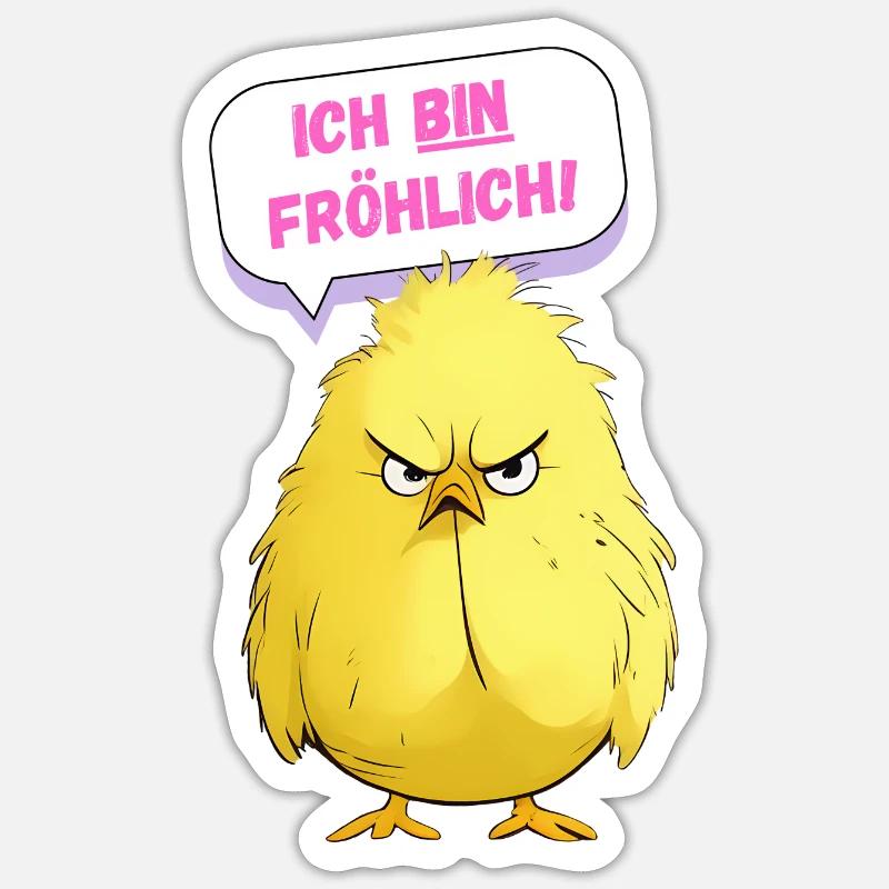 Grumpy Chicken - ich bin fröhlich Sticker Größe S (10 x 10 cm)