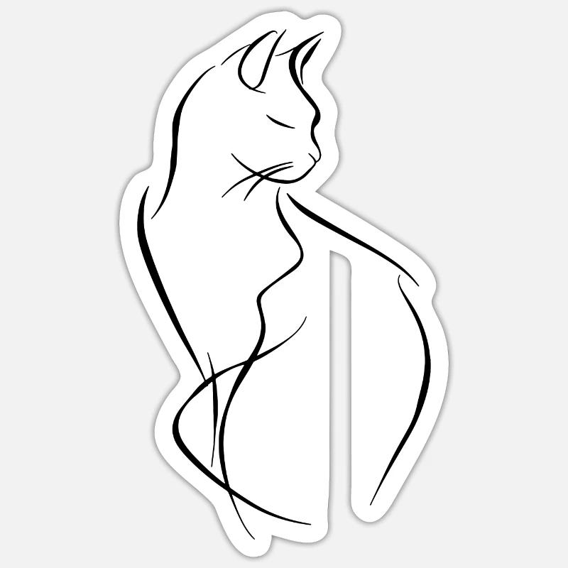 Dessin de chat Sticker taille S (10 x 10 cm)