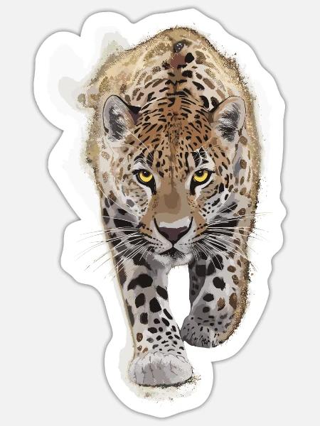 Gepard Leopard für Raubtier Fans - Sticker Größe S (10 x 10 cm) - Mattweiß