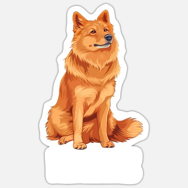 Finnish Spitz - Sticker Größe S (10 x 10 cm) - Mattweiß