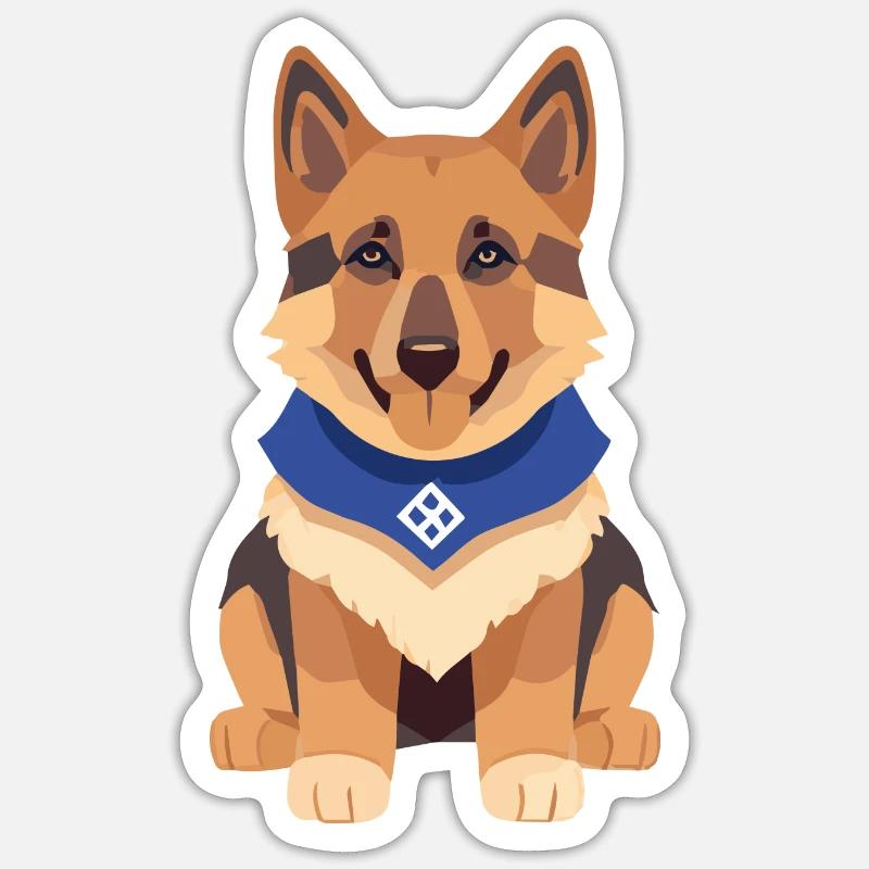 German Shepherd Puppy Cute - Sticker size S (10 x 10 cm) - white matte