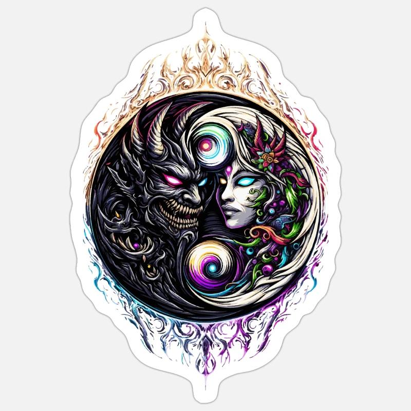Dualité éternelle Large Sticker taille S (10 x 10 cm)