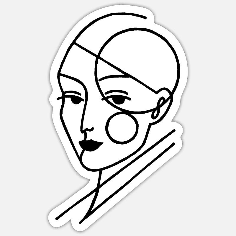 Black Geometric Human - Sticker size S (10 x 10 cm) - white matte