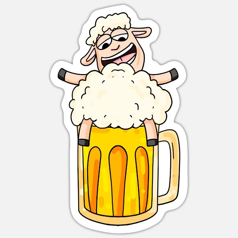 Bier Schaf Comic Sticker Größe S (10 x 10 cm)