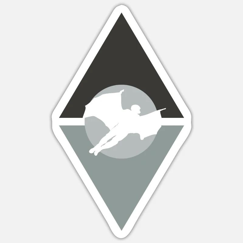 Wingsuit Fliegen - Sticker Größe S (10 x 10 cm) - Mattweiß