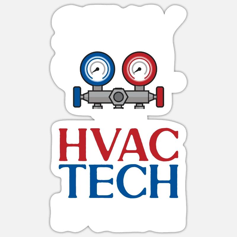 Chauffage, Climatisation, Ventilation, Technicien - Sticker taille S (10 x 10 cm) - blanc mat