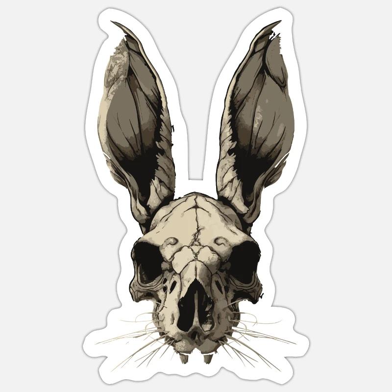 Crâne de lapin zombie - Sticker taille S (10 x 10 cm) - blanc mat