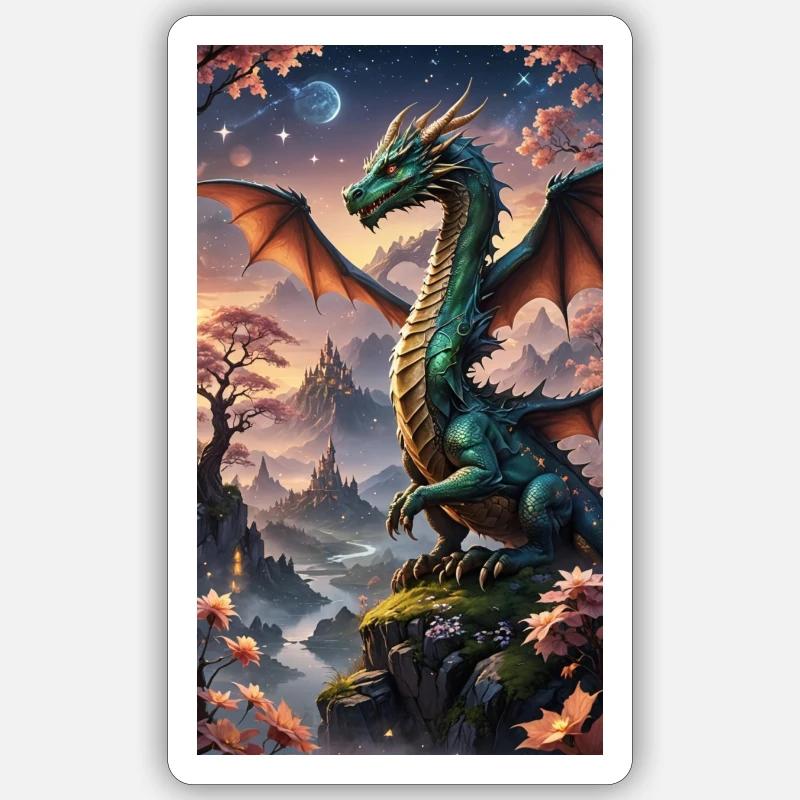 Drachen 4 - Sticker Größe S (10 x 10 cm) - Mattweiß
