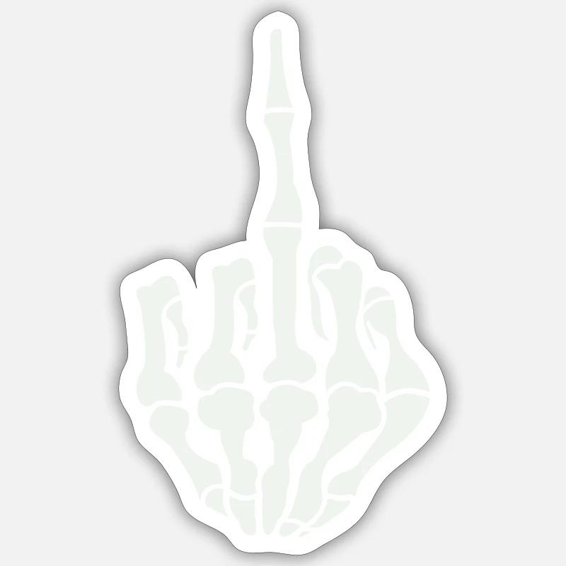 skull middle finger - Sticker size S (10 x 10 cm) - white matte