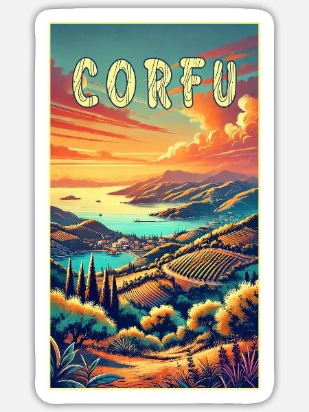 Korfu Griechenland Paradies Design - Sticker Größe S (10 x 10 cm) - Mattweiß
