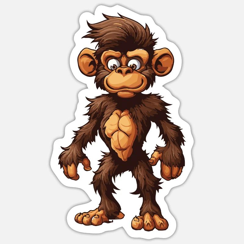Affe Tier - Sticker Größe S (10 x 10 cm) - Mattweiß