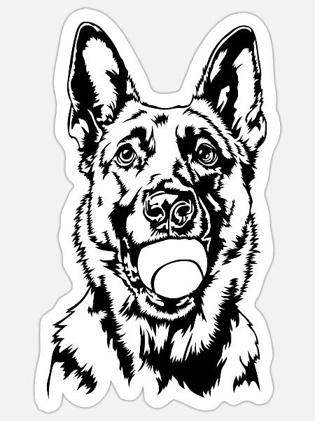 Malinois Ball Balljunkie Hunde Wilsigns - Sticker Größe S (10 x 10 cm) - Mattweiß