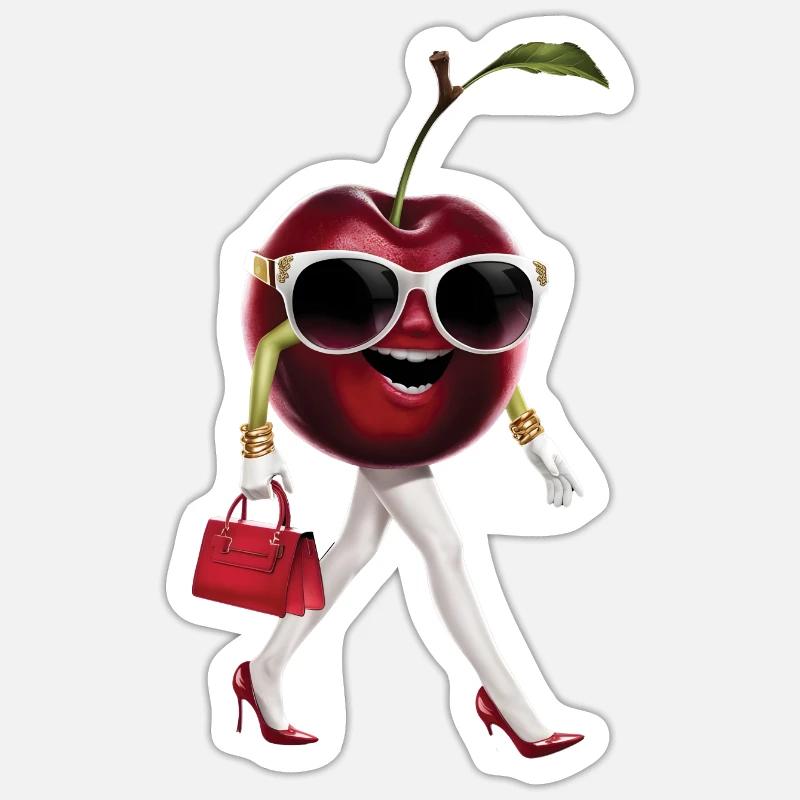 Frauen Kirsche - Sticker Größe S (10 x 10 cm) - Mattweiß