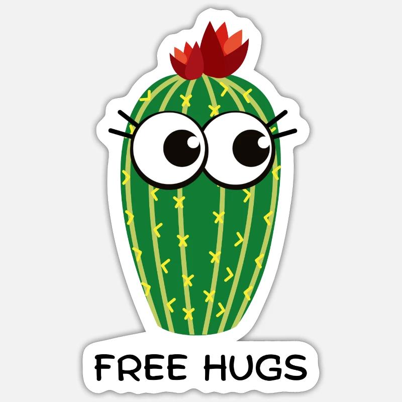 Câlins gratuits Cactus Sticker taille S (10 x 10 cm)