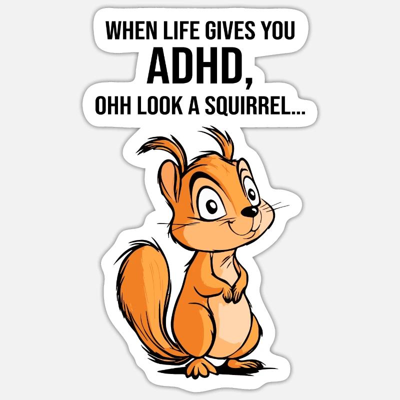 TDAH Écureuil - Sticker taille S (10 x 10 cm) - blanc mat
