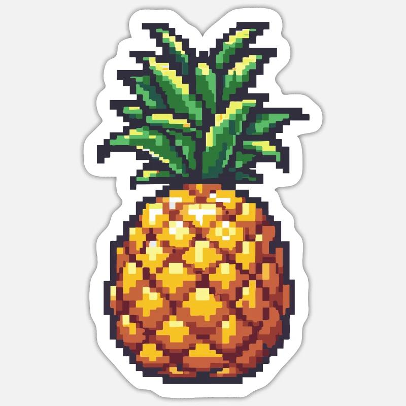 Icône pixel ananas - Sticker taille S (10 x 10 cm) - blanc mat