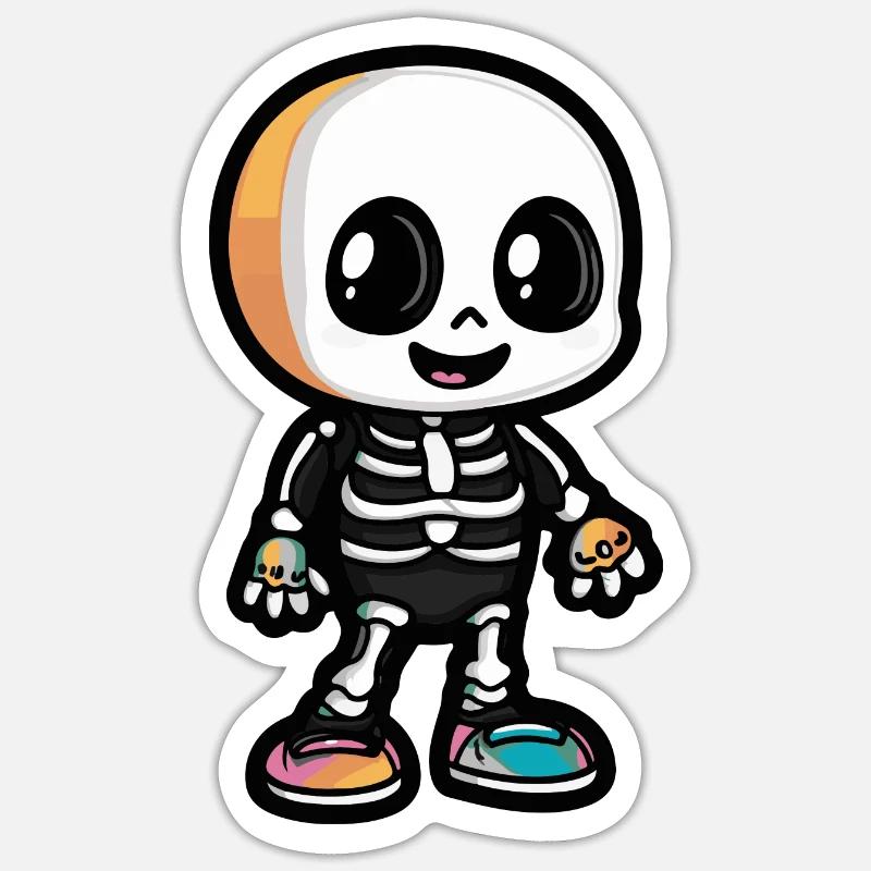 Skeleton Cute Halloween Comic - Sticker size S (10 x 10 cm) - white matte