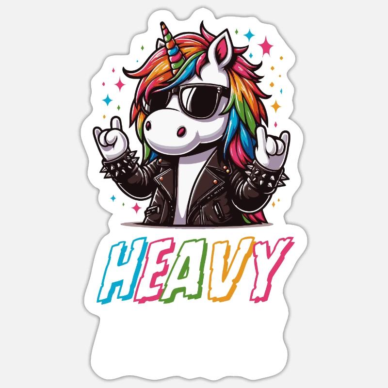 Heavy Metal Einhorn Süßes Einhorn Einschulung - Sticker Größe S (10 x 10 cm) - Mattweiß