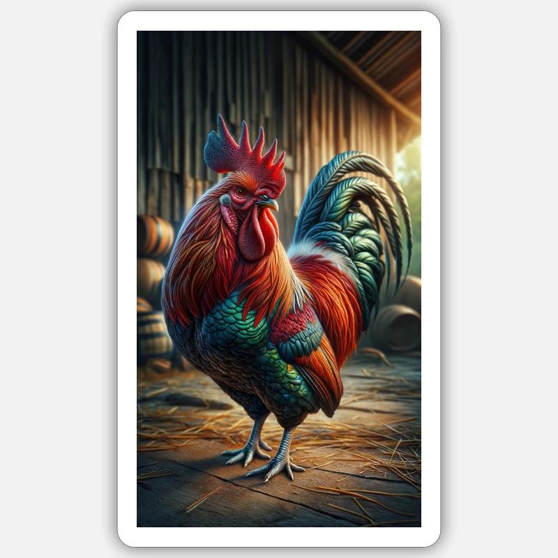 Hahn - Sticker Größe S (10 x 10 cm) - Mattweiß