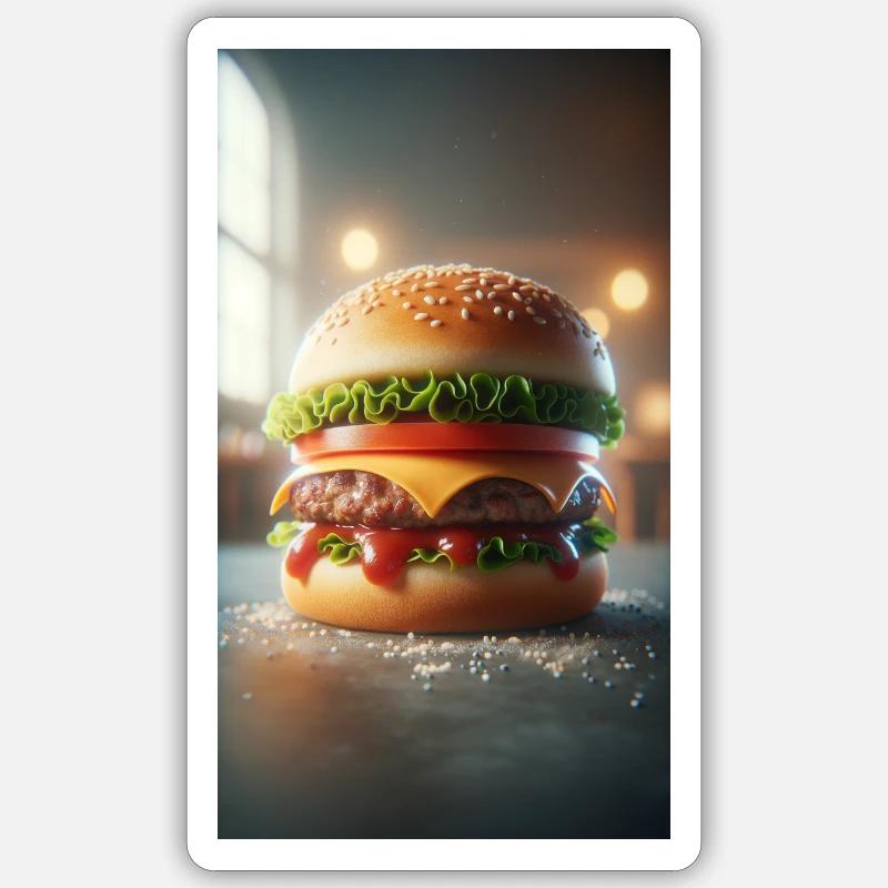 Hamburger - Sticker taille S (10 x 10 cm) - blanc mat