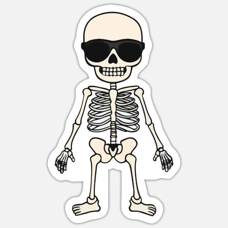 Skelett Comic Halloween Cool - Sticker Größe S (10 x 10 cm) - Mattweiß