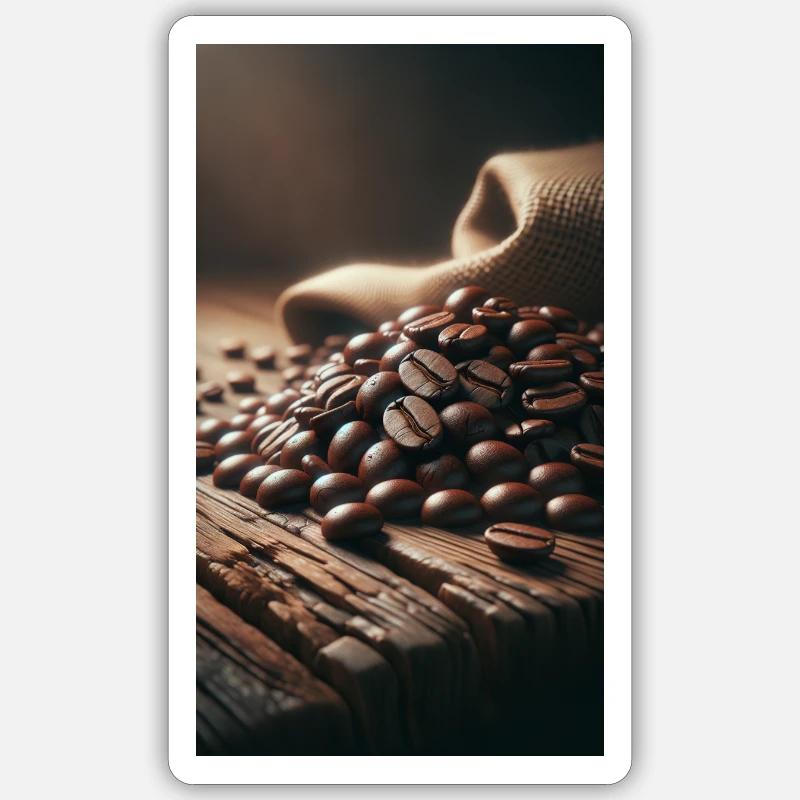 Kaffeebohnen - Sticker Größe S (10 x 10 cm) - Mattweiß