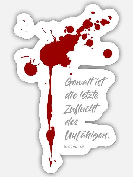 gegen gewalt - Sticker Größe S (10 x 10 cm) - Mattweiß