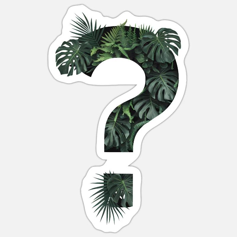 Plantes tropicales vertes Point d’interrogation jungle Sticker taille S (10 x 10 cm)