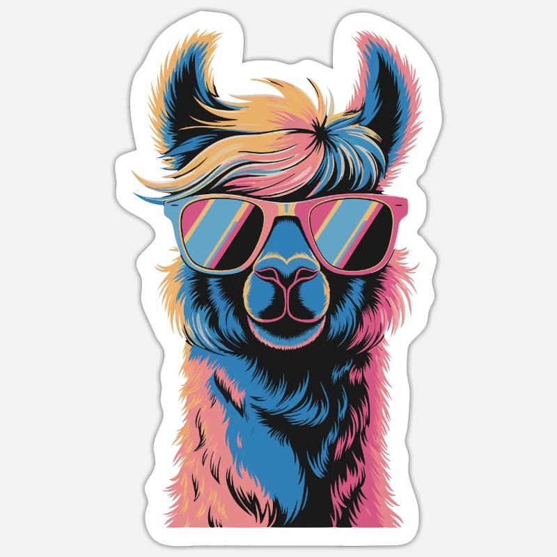 Alpaka Llama - Sticker Größe S (10 x 10 cm) - Mattweiß