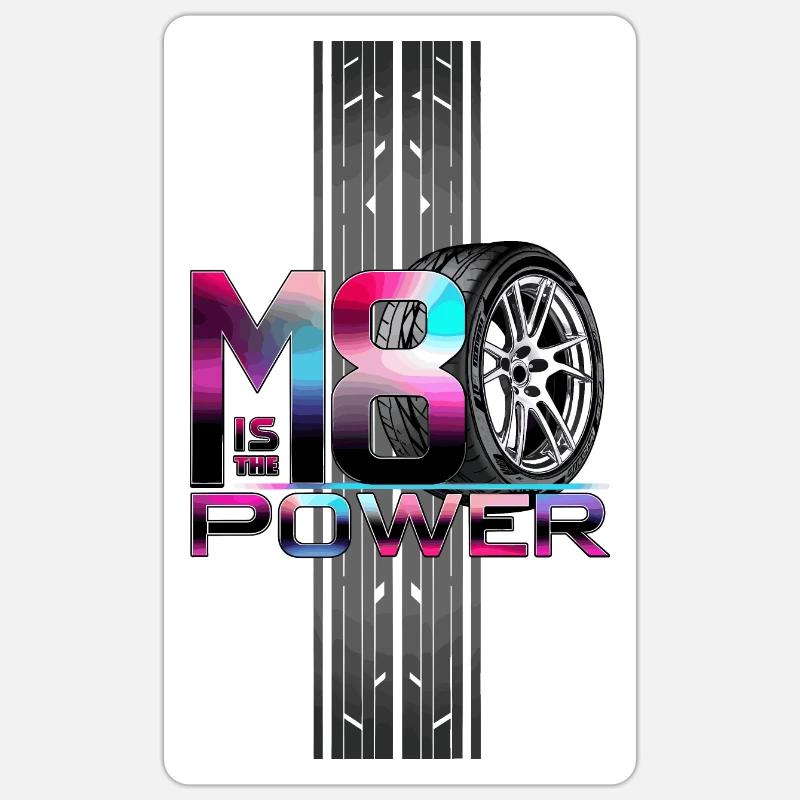 Puissance M8 - Sticker taille S (10 x 10 cm) - blanc mat