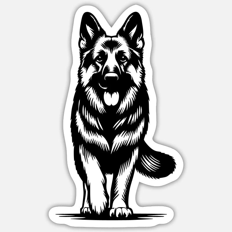 Deutscher Schäferhund - Sticker Größe S (10 x 10 cm) - Mattweiß
