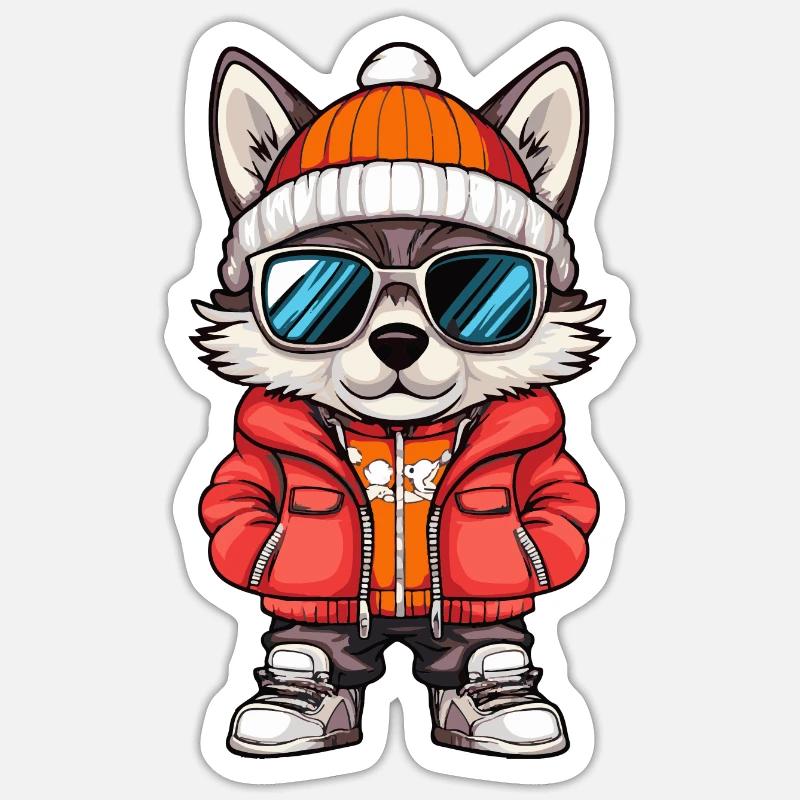 Bande dessinée Wolf Winter - Sticker taille S (10 x 10 cm) - blanc mat