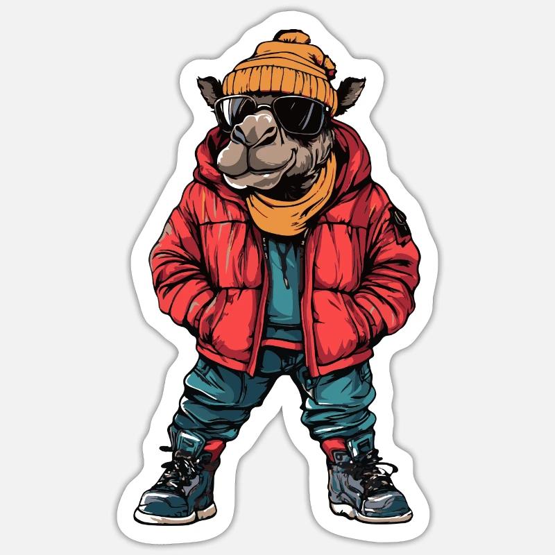 Mode d’hiver chameau - Sticker taille S (10 x 10 cm) - blanc mat