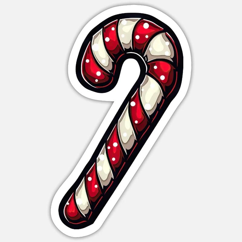 Canne de Noël - Sticker taille S (10 x 10 cm) - blanc mat