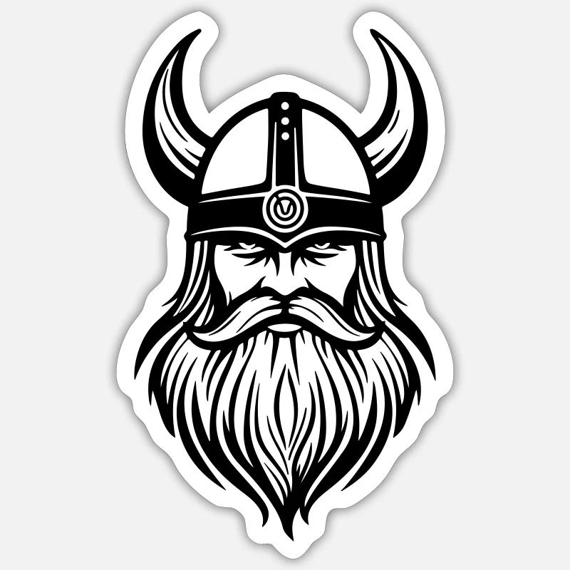 Guerrier viking - Sticker taille S (10 x 10 cm) - blanc mat