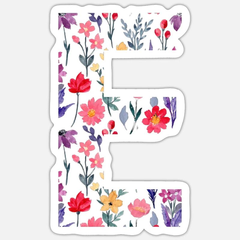 Personalized floral letter E - gift idea Sticker size S (10 x 10 cm)