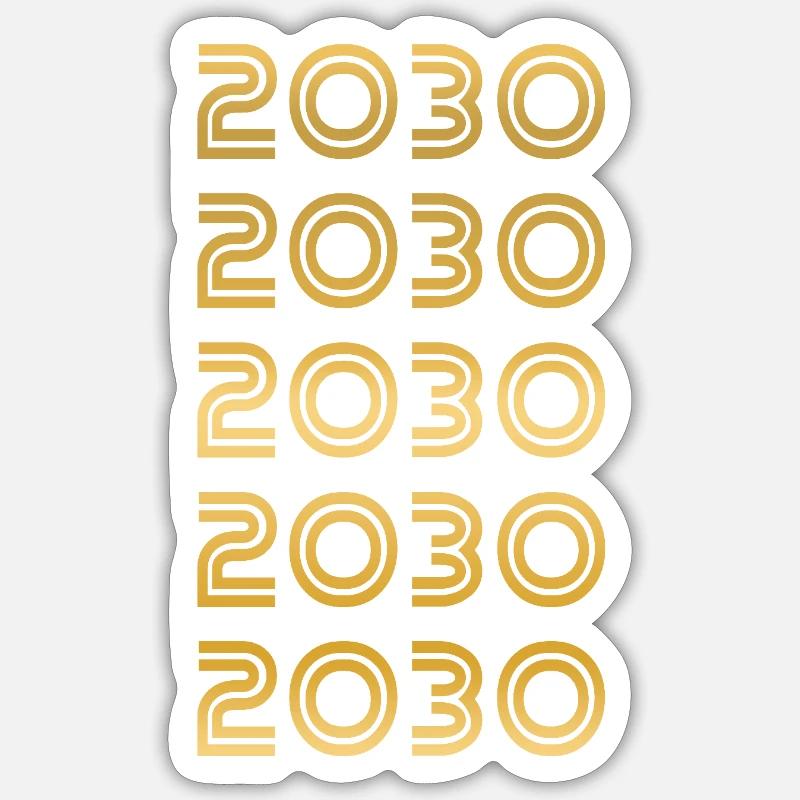 Or 2030 - Sticker taille S (10 x 10 cm) - blanc mat