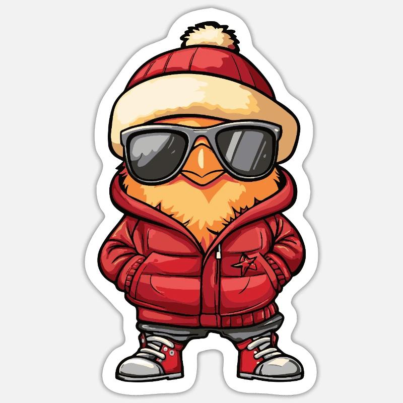 Poulet Cool BD - Sticker taille S (10 x 10 cm) - blanc mat
