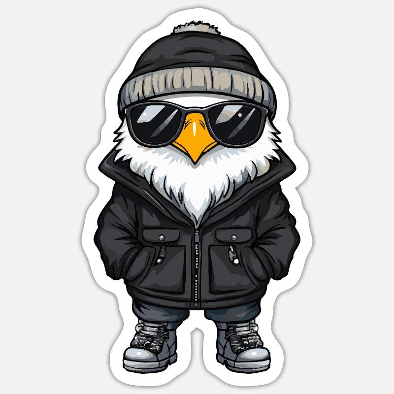 Eagle Cool Bande dessinée - Sticker taille S (10 x 10 cm) - blanc mat