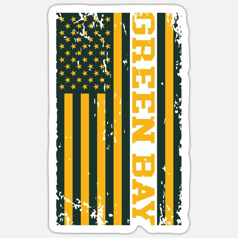 Drapeau américain de Green Bay - Sticker taille S (10 x 10 cm) - blanc mat