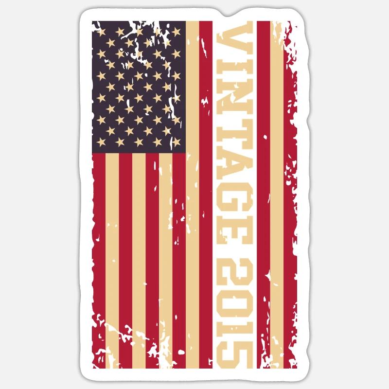 Millésime 2015 Drapeau US Sticker taille S (10 x 10 cm)