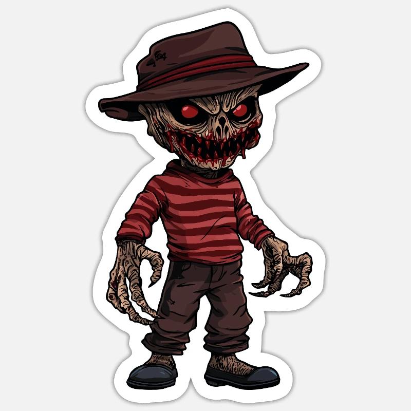 Gruselig Freddy Halloween Süßes oder Saures Sticker Größe S (10 x 10 cm)
