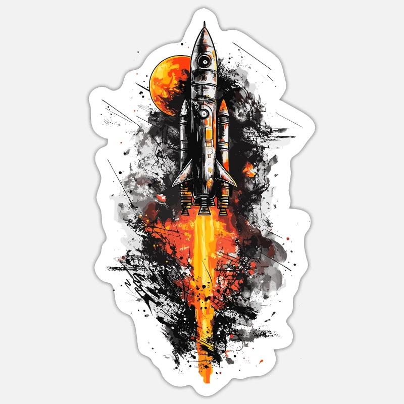 Bitcoin Rocket Moon Crypto - Sticker size S (10 x 10 cm) - white matte