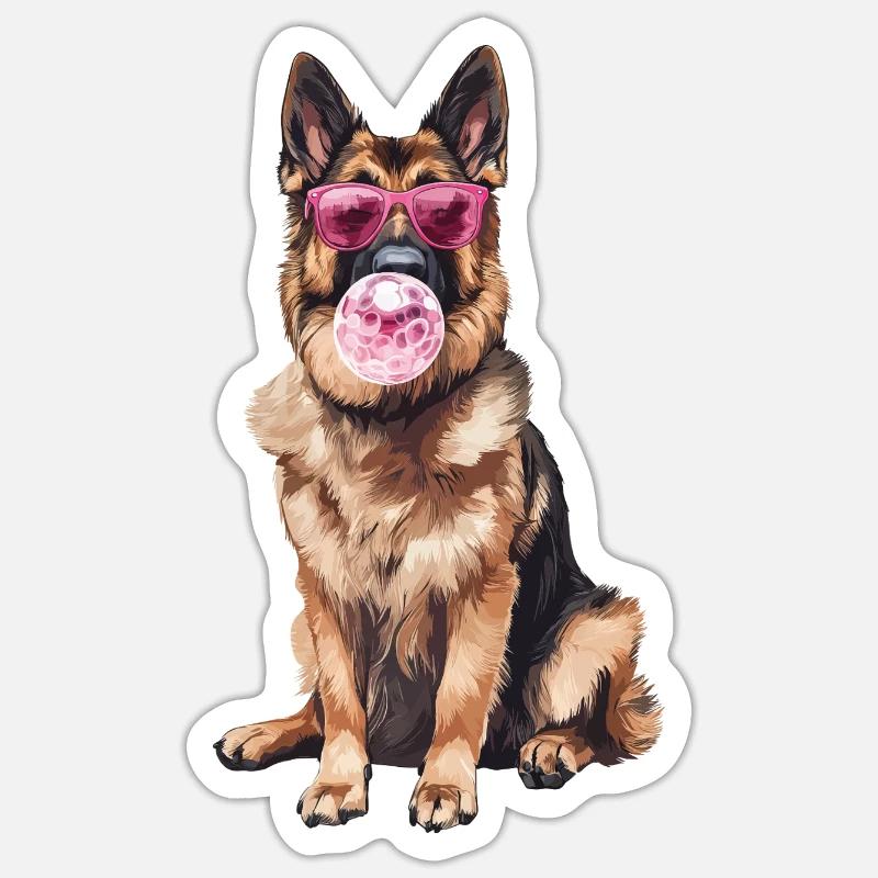 Deutscher Schäferhund - Sticker Größe S (10 x 10 cm) - Mattweiß