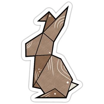 Origami Hase schlicht - Sticker Größe S (10 x 10 cm) - Mattweiß - Vorne