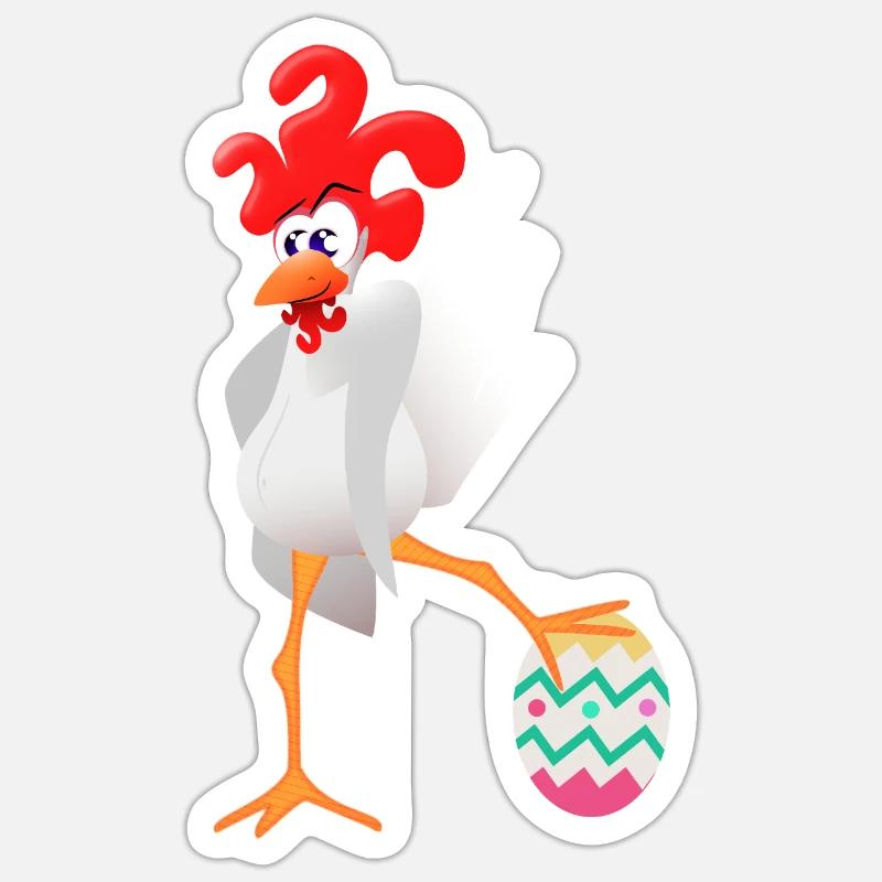 Easter rooster - Sticker size S (10 x 10 cm) - white matte